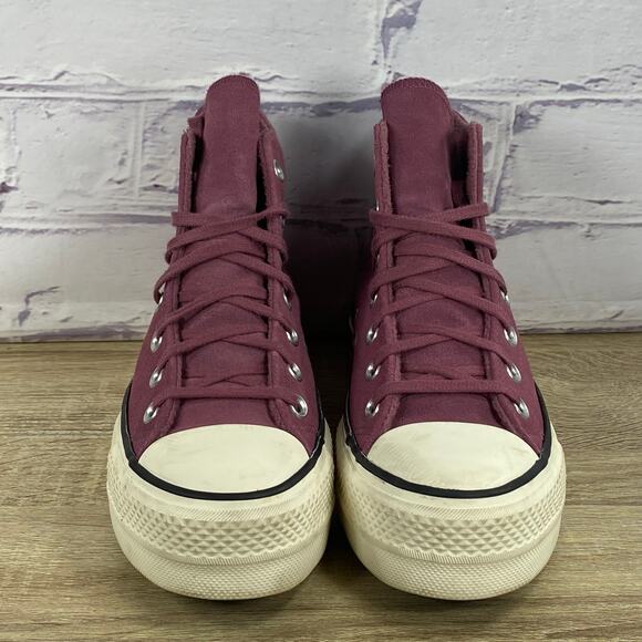 Converse Women's Sneakers in Burgundy and Cream - Picture 2 of 9